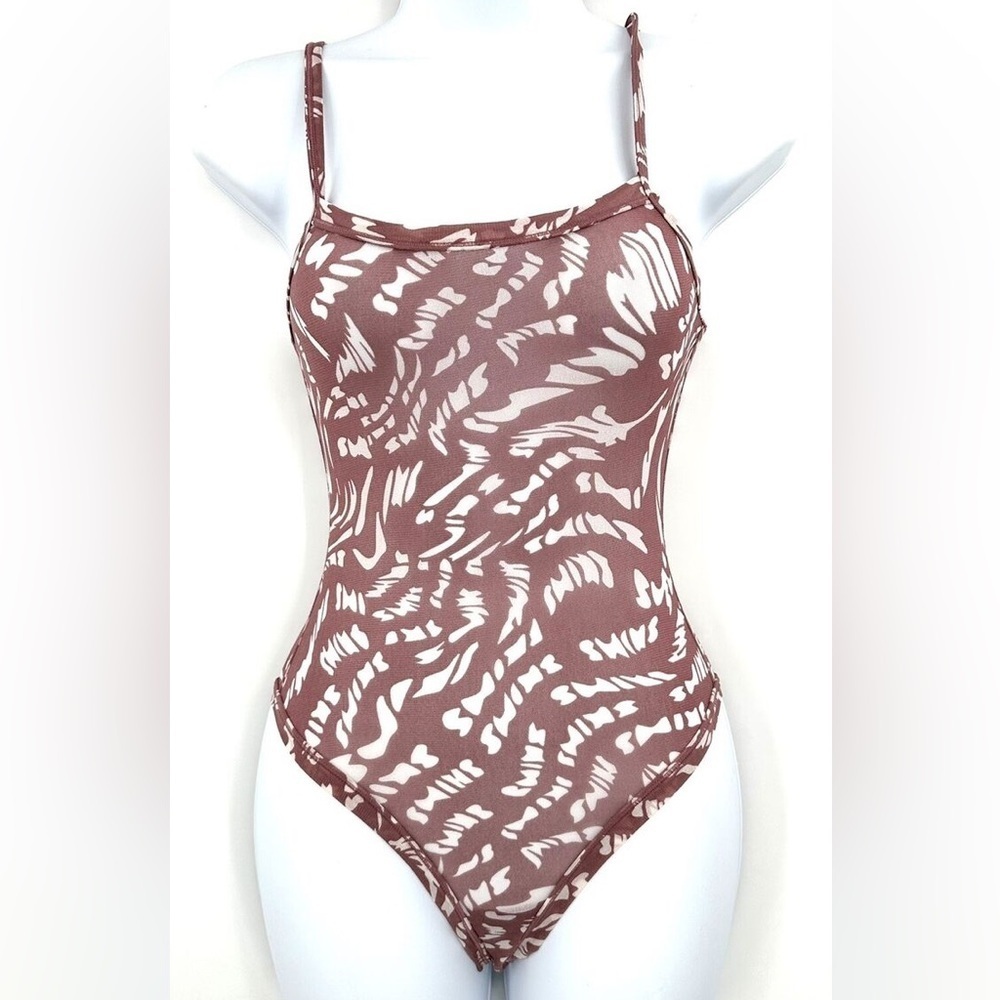 Skims size XS Summer Mesh Logo Sheer Thong Bodysuit Sexy Body Suit